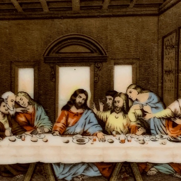 VTG 10" Floral Last Supper Plate - Picture 3 of 6